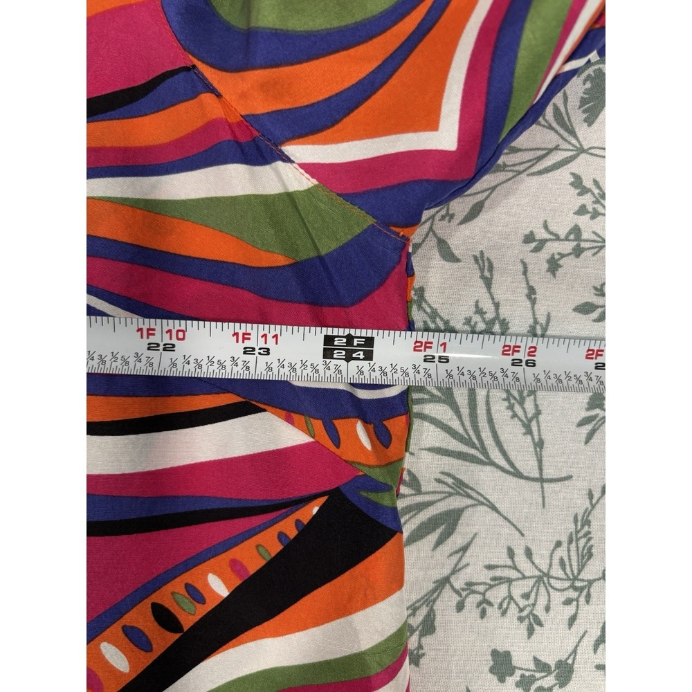 Clothes 1X 100% Silk Colorful Paisley Retro Button Front Blouse Top Maximalist - Picture 7 of 8